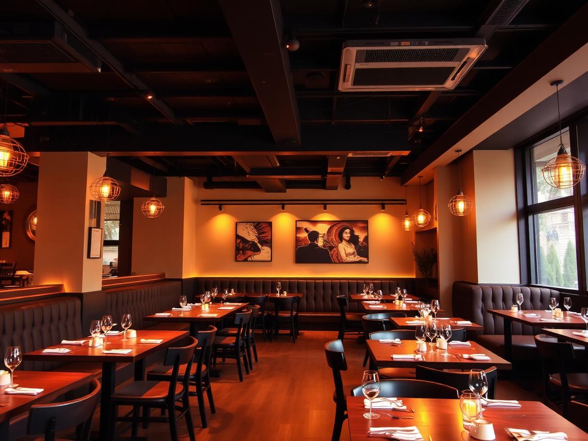 Warm interior of Top Rise Restaurant